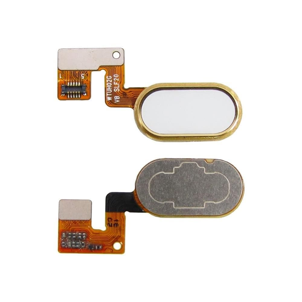 Шлейф Meizu M3 Note, M681H, M681Q, M681C, кнопки HOME (меню), белый, золотистый, Original (PRC), 10 pin