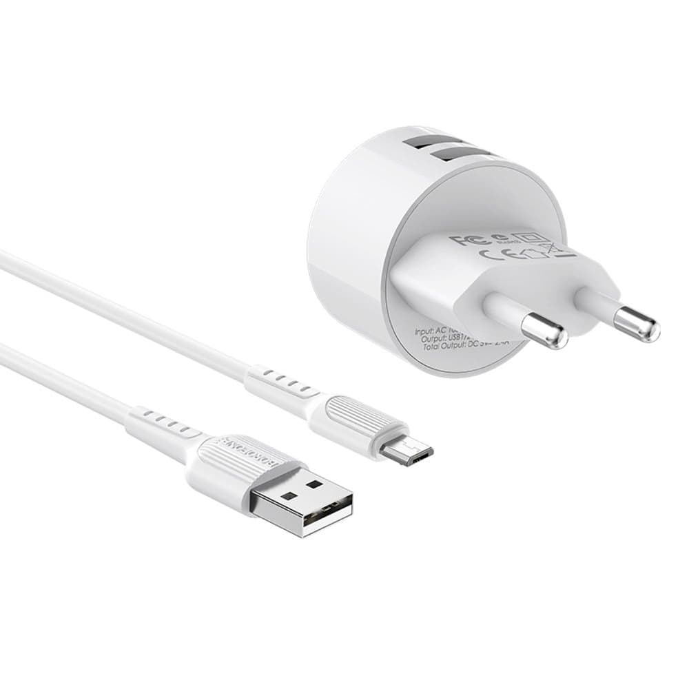    Borofone BA23A, 2 USB, 2.4 , Micro-USB, 