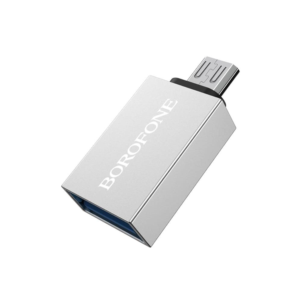 OTG-переходник Borofone BV2, Micro-USB на USB, стальной