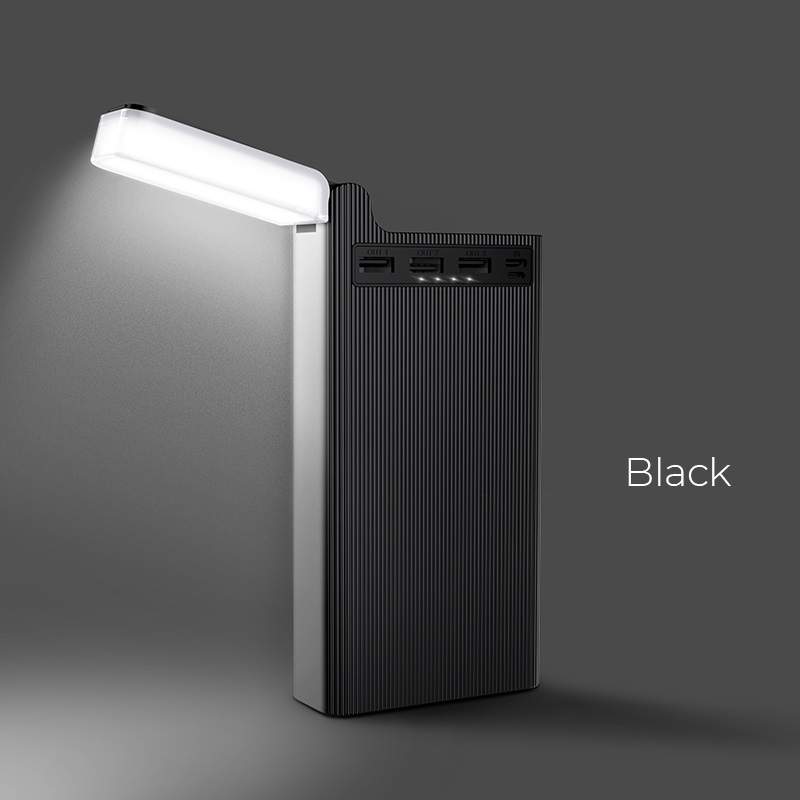 Power bank Hoco J62, 30000 mAh, 3 USB, 2A, черный, с настольной лампой