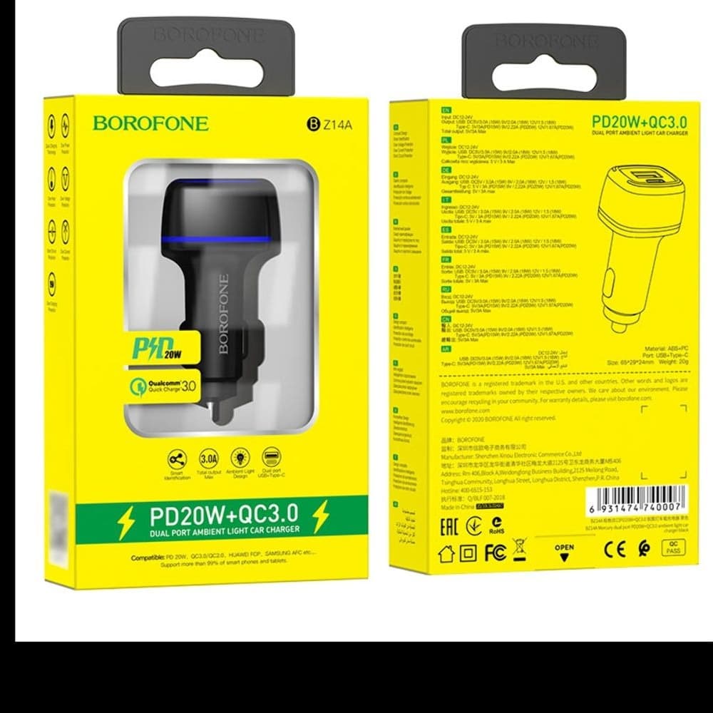   Borofone BZ14A, 1 USB, Power Delivery, Quick Charge, 20 , 