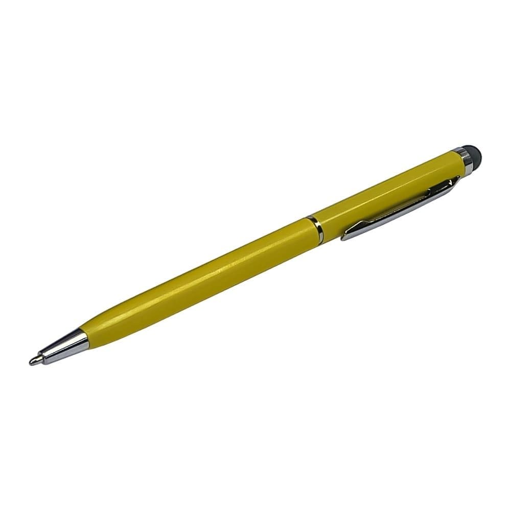 Стилус емкостный PS100, с шариковой ручкой, металлический, желтый