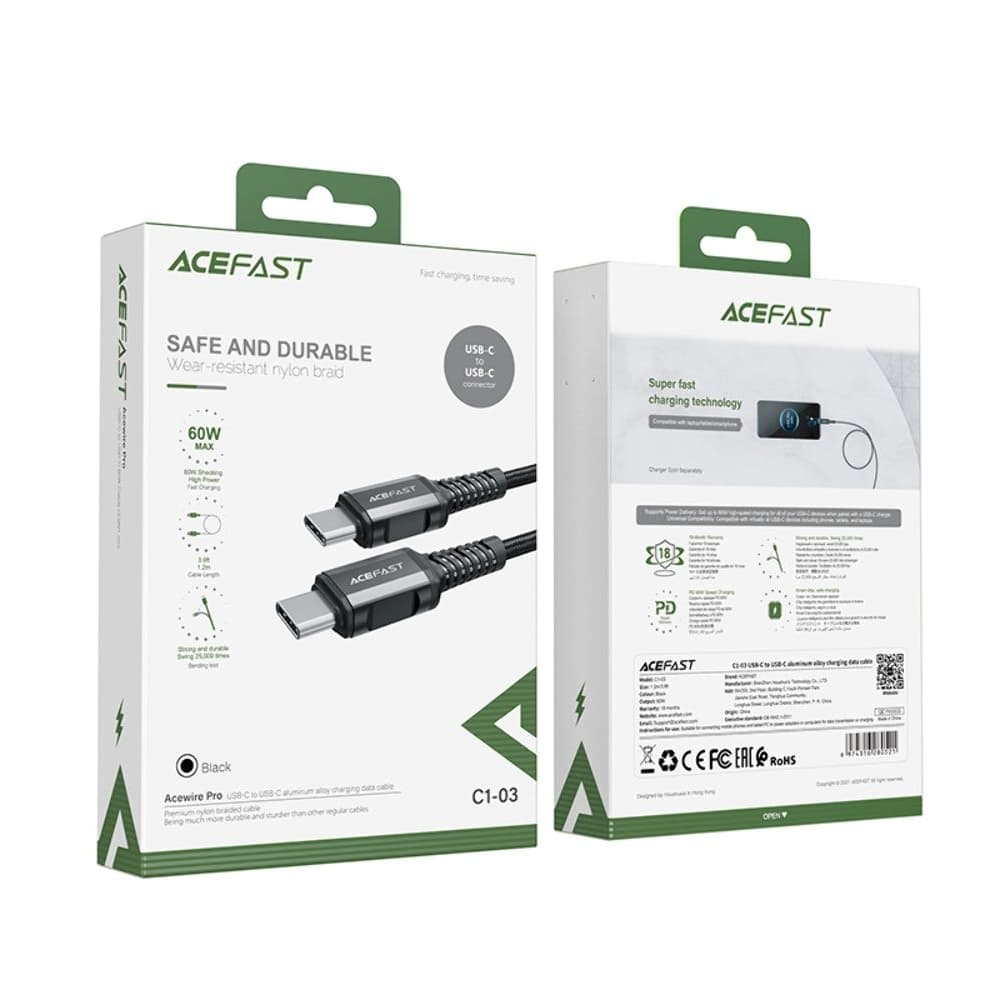 USB- Acefast C1-03, Type-C  Type-C, Power Delivery (60 ), 120 , 