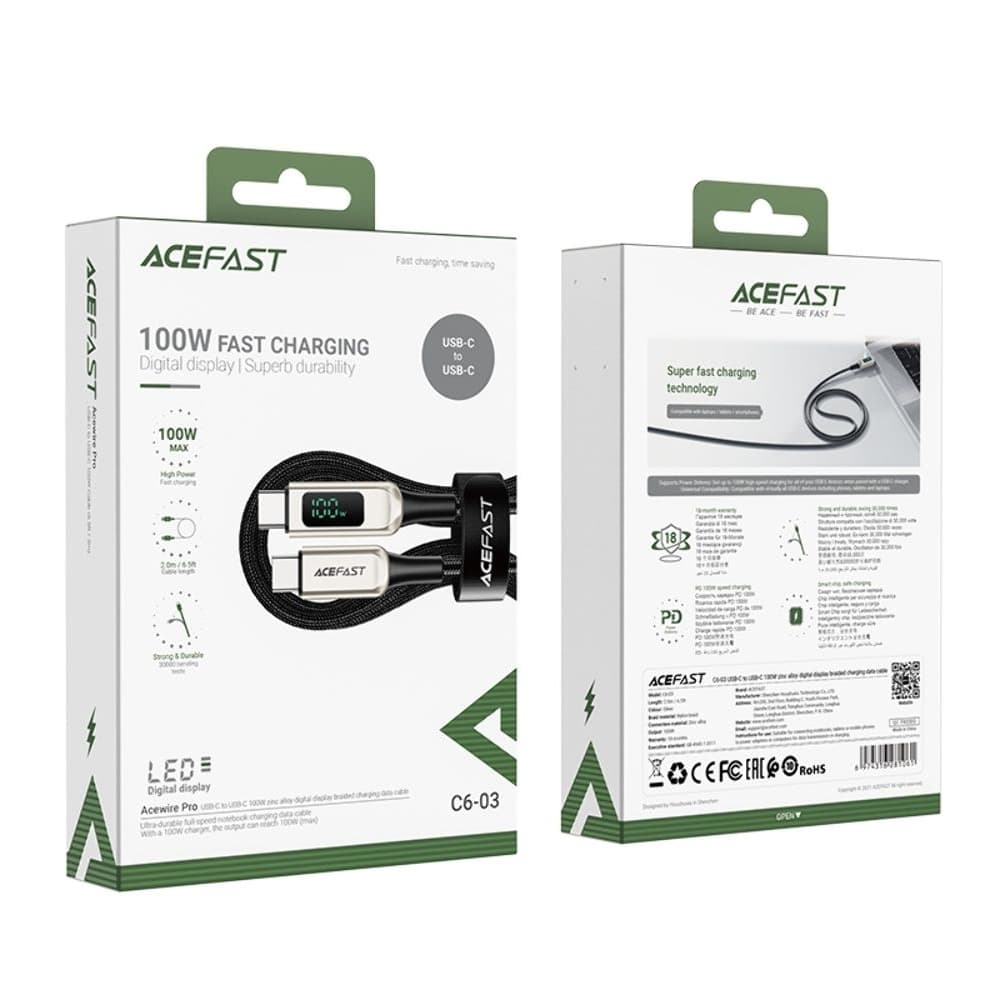 USB- Acefast C6-03,  , Type-C  Type-C, Power Delivery (100 ), 200 , 