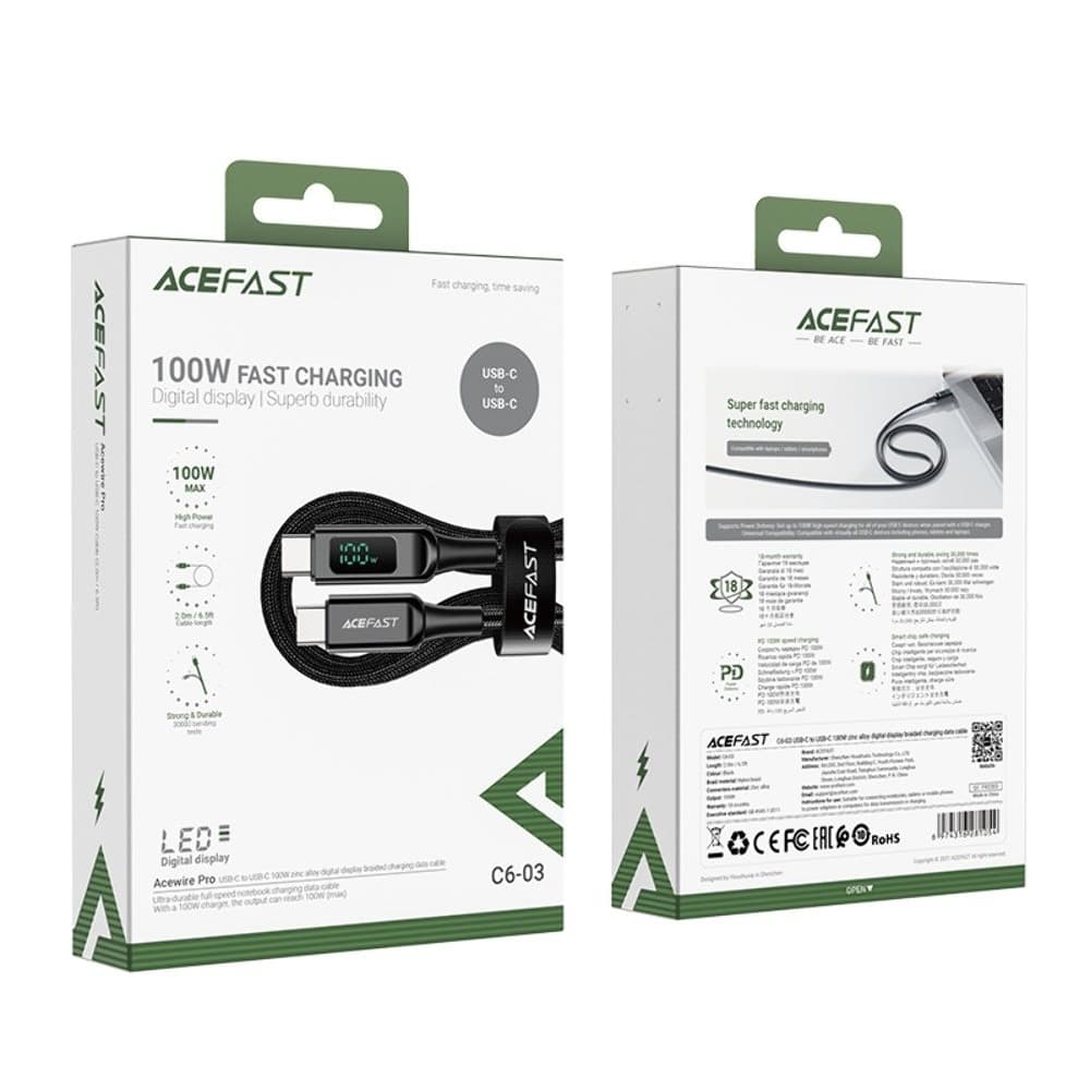 USB- Acefast C6-03,  , Type-C  Type-C, Power Delivery (100 ), 200 , 