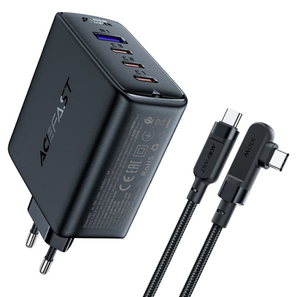    Acefast A37, 1 USB, 3 Type-C, 5 , Power Delivery (100 ), Quick Charge, c  Type-C  Type-C, 200 , 