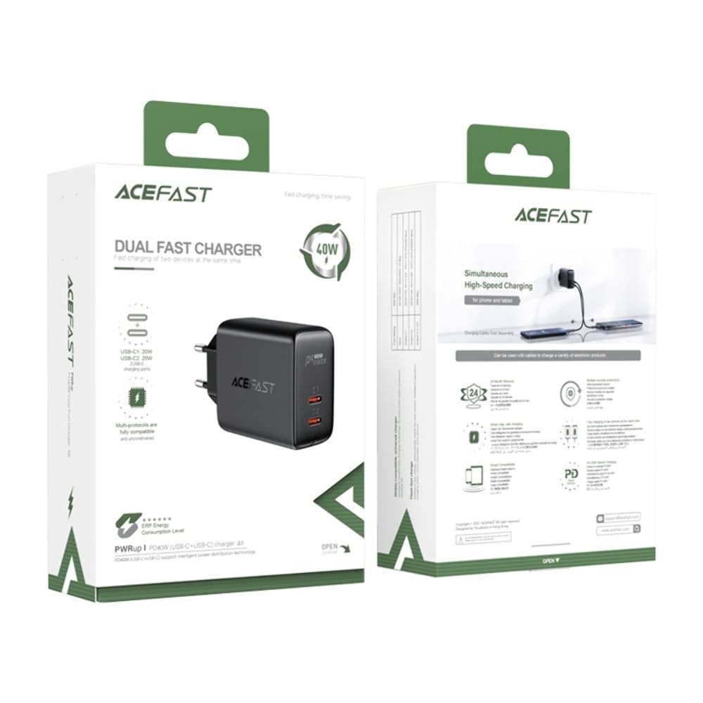    Acefast A9, 2 Type-C, 3.0 , Power Delivery (40 ), Quick Charge, 