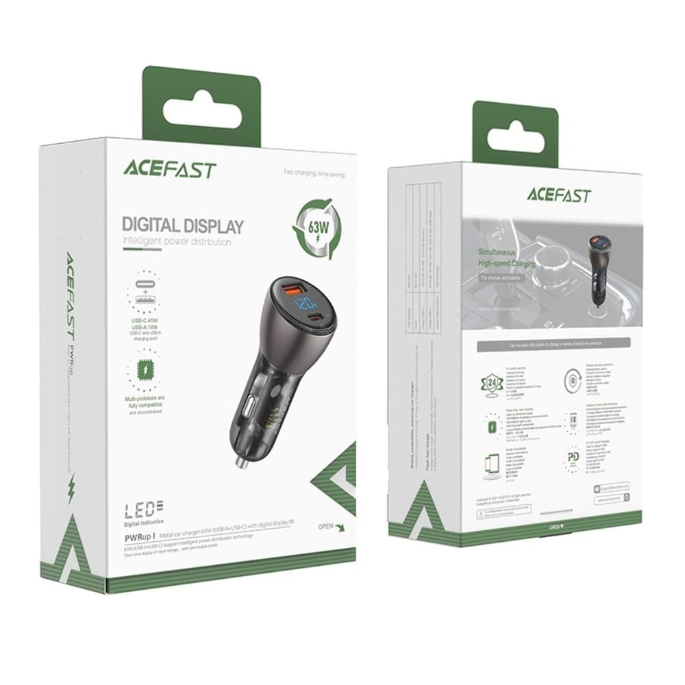    Acefast B6, 1 USB, 1 Type-C, 3.6 , 63 , Power Delivery, Quick Charge, c , 