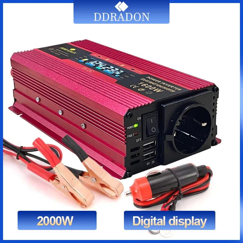 Инвертор Ddradon, 800 Вт, DC 12V - AC 220V, с дисплеем, 2 USB | преобразователь напряжения