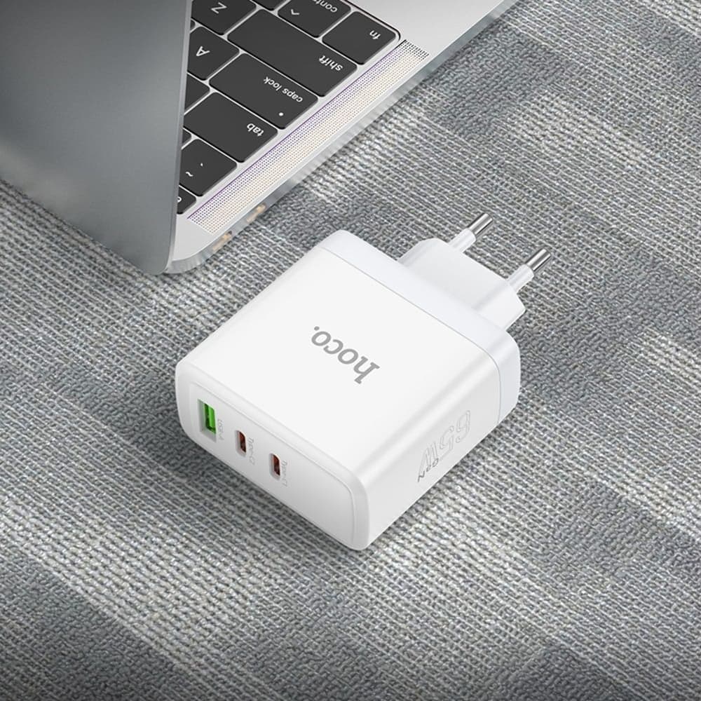    Hoco N30, 1 USB, 2 USB Type-C, Quick Charge, Power Delivery, 65 , 