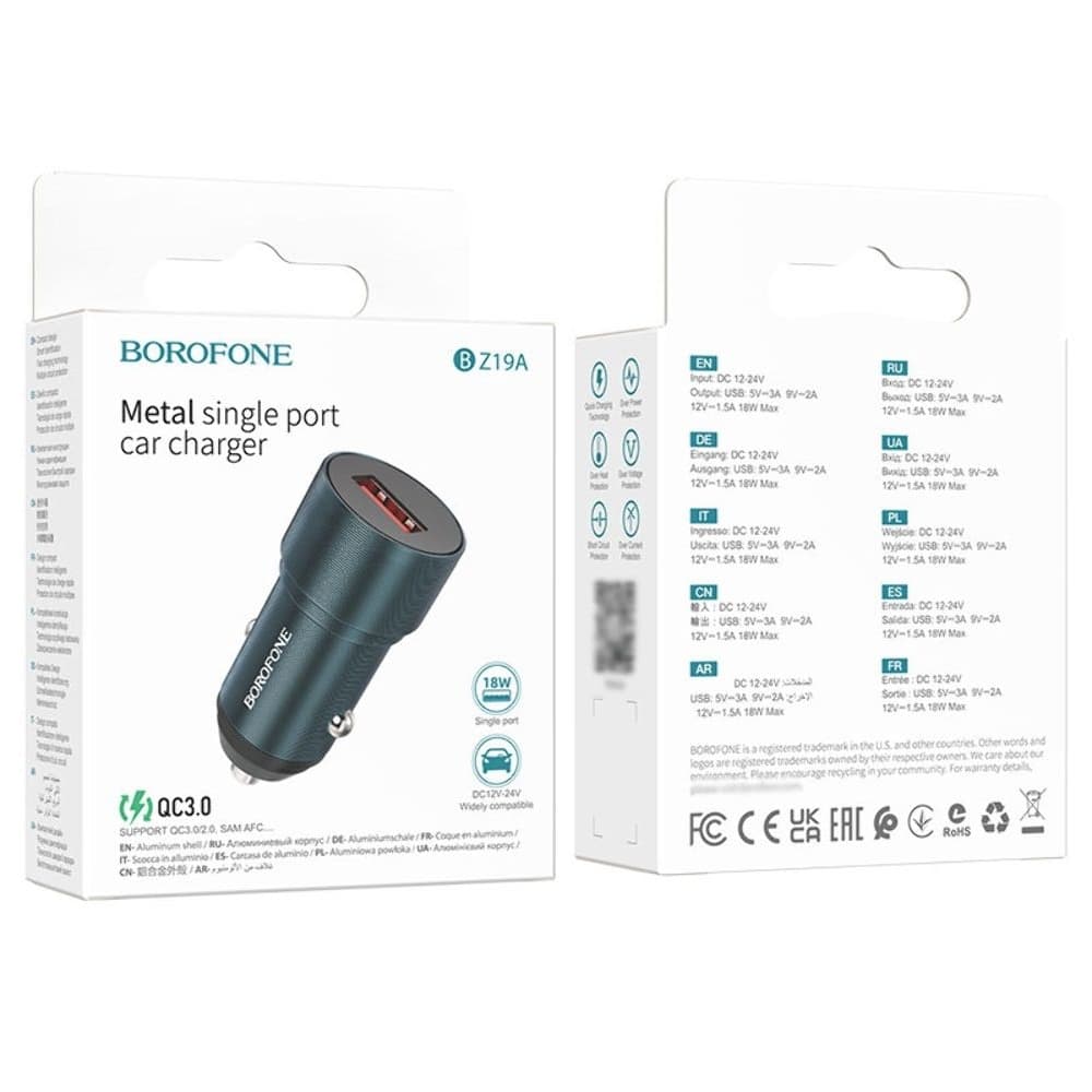    Borofone BZ19A, 1 USB, Quick Charge 3.0, 18 , 