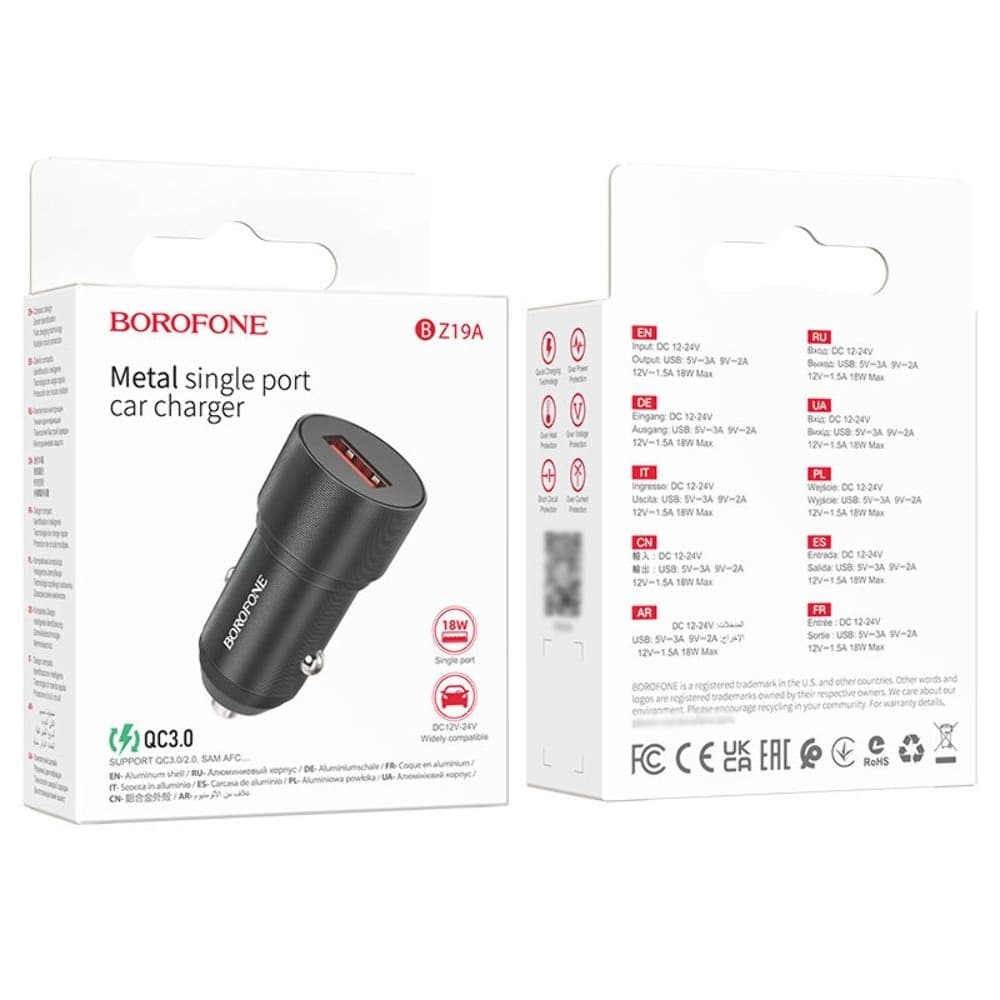    Borofone BZ19A 1 USB Quick Charge 3.0, 