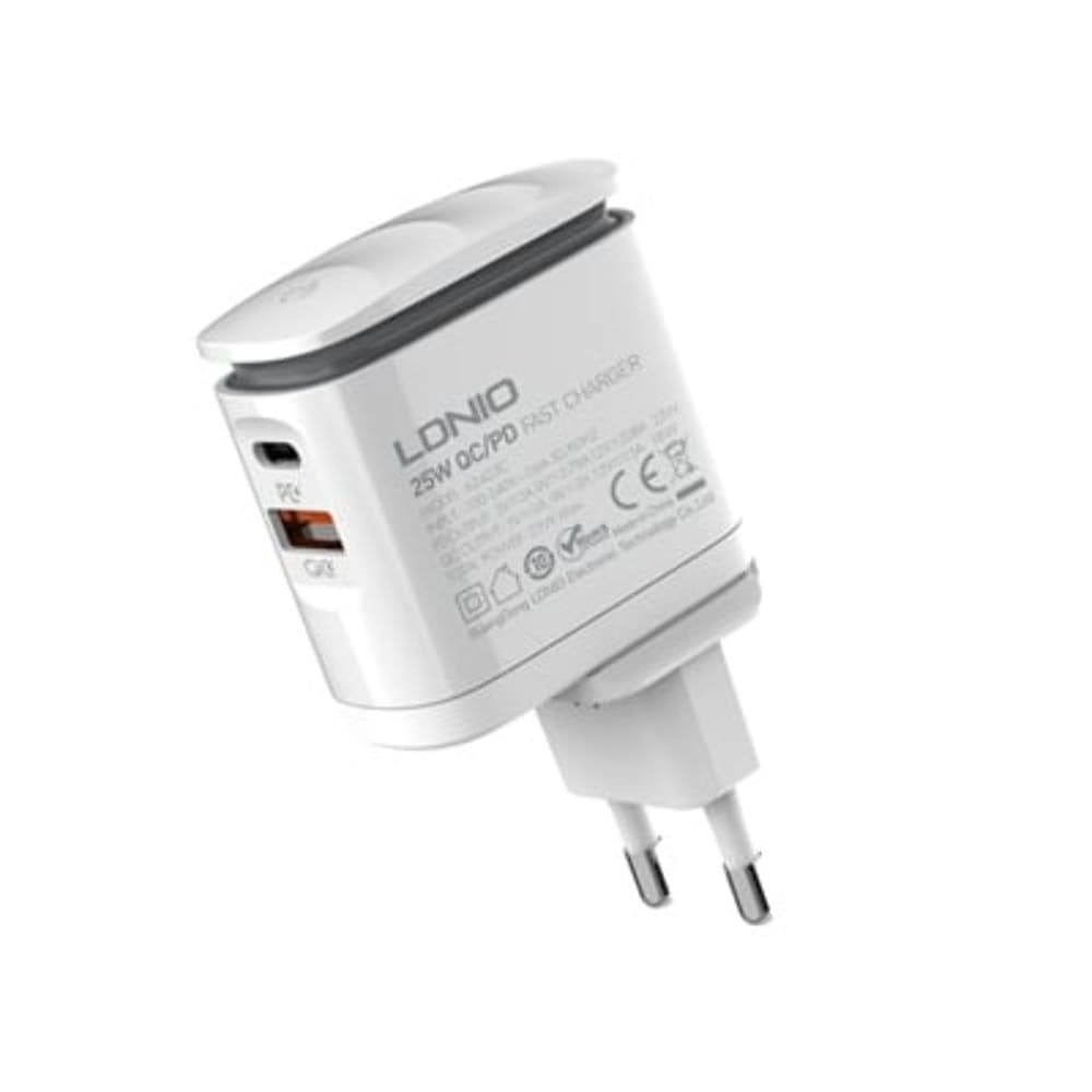    Ldnio A2423C, 1 USB, 1 Type-C, Quick Charge, Power Delivery (25 ), , ,   Type-C  Lightning