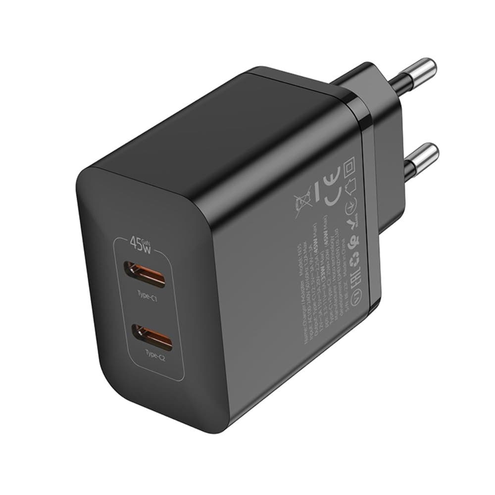    Hoco N35, 2 USB Type-C, Power Delivery (45 ), 