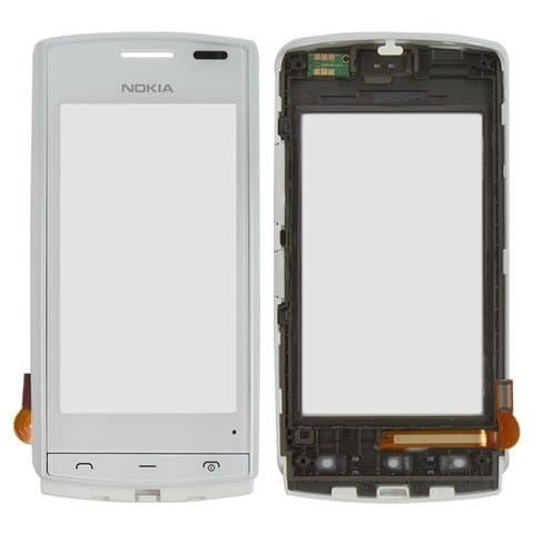 Тачскрин Nokia 500, белый, с передней панелью | Original (PRC) | сенсорное стекло, экран