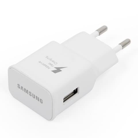 Сетевое зарядное устройство Samsung Fast Charging (быстрая зарядка), белое, 220 В, USB выход 5В/2А, 9В/1.67А, 15 Вт