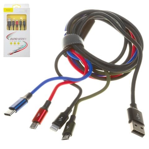 USB- Baseus, Type-C, Micro-USB, Lightning, 120 ,     Lightning,   , 4  1, 3.5 , , #CA1T4-C01
