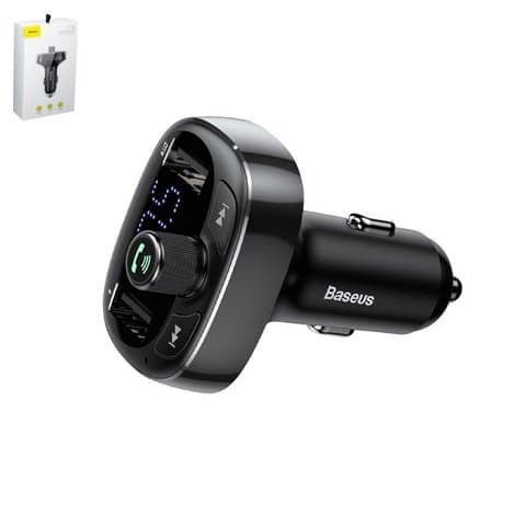 FM-трансмиттер Baseus S-09, черный, с кнопкой, с дисплеем, с Bluetooth, c автомобильной зарядкой, USB тип-A, 2 порта, 3,4 А, 12-24 B, #CCALL-TM01