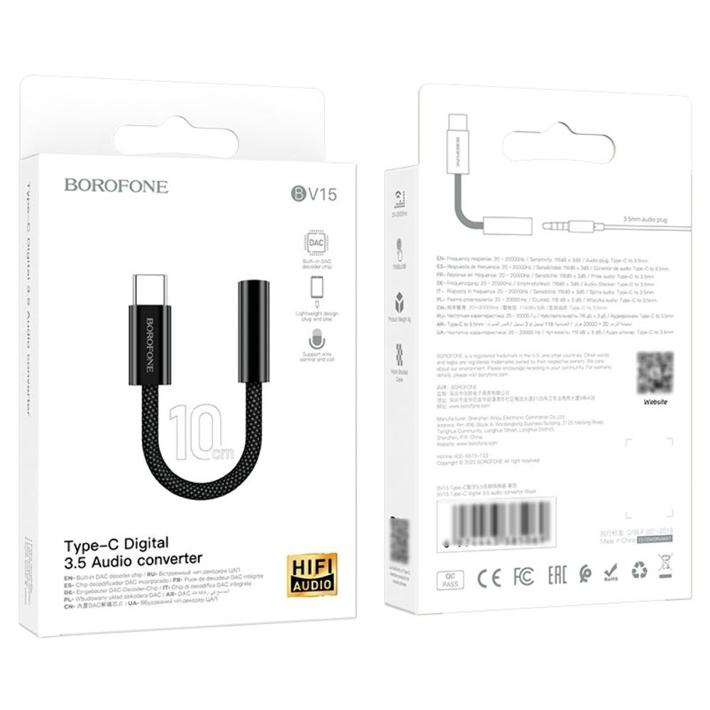- Borofone BV15,   Type-C  Jack 3.5 (F), 10 , 