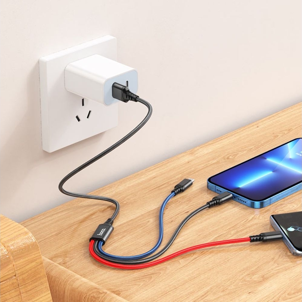 USB- Hoco X76, 3  1, Lightning, Type-C, Micro-USB, 100 , ,   ,    
