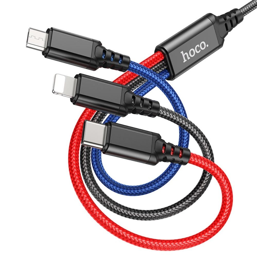 USB- Hoco X76, 3  1, Lightning, Type-C, Micro-USB, 100 , ,   ,    