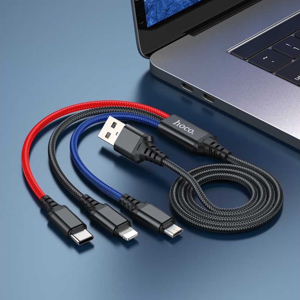 USB- Hoco X76, 3  1, Lightning, Type-C, Micro-USB, 100 , ,   ,    