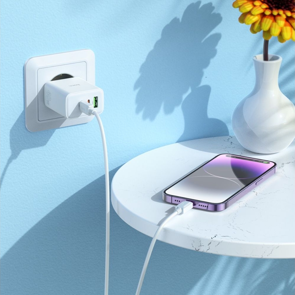    Hoco C126A, 1 USB, 2 Type-C, PowerDelivery (40 ), ,   Type-C  Lightning