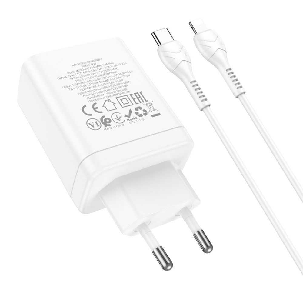    Hoco N33, 1 USB, 2 Type-C, PowerDelivery (35 ), ,   Type-C  Lightning