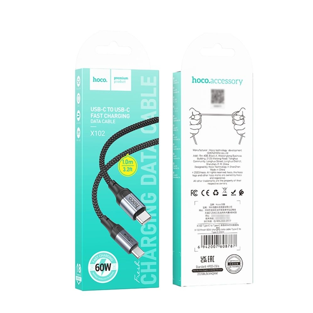 USB- Hoco X102, Type-C  Type-C, Power Delivery (60 ),