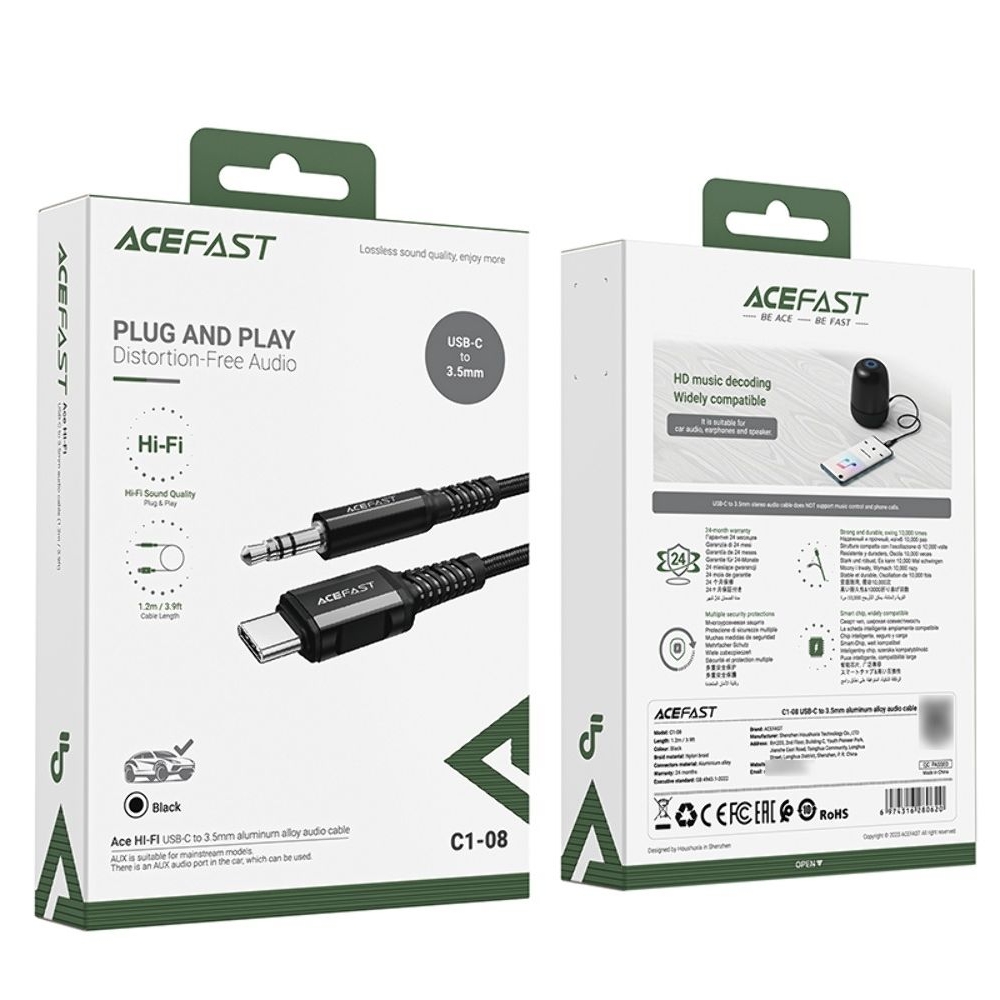  Acefast C1-08 USB-C to 3.5mm 1.2m, 