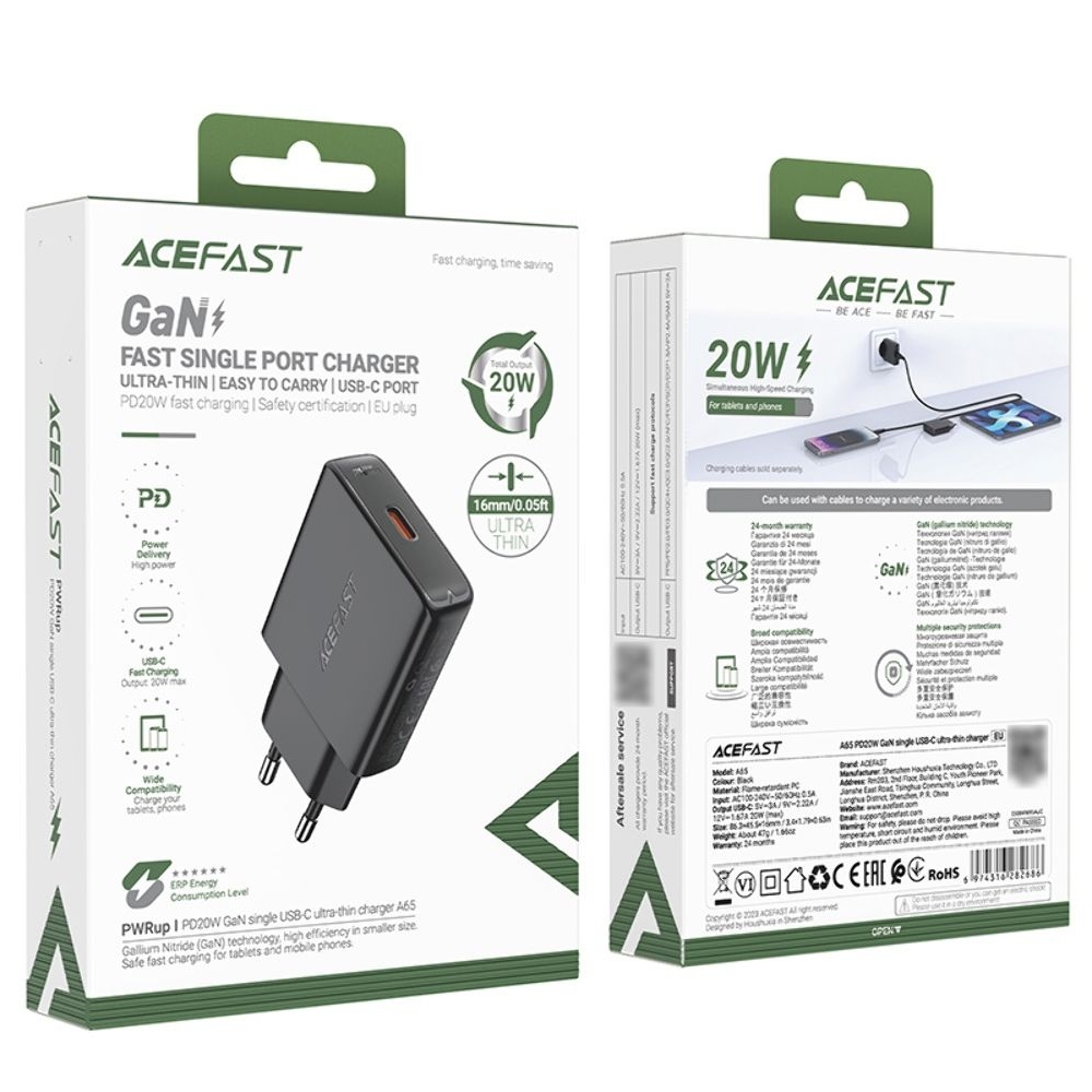    Acefast A65 Type-C Power Delivery (20 ), GaN, 