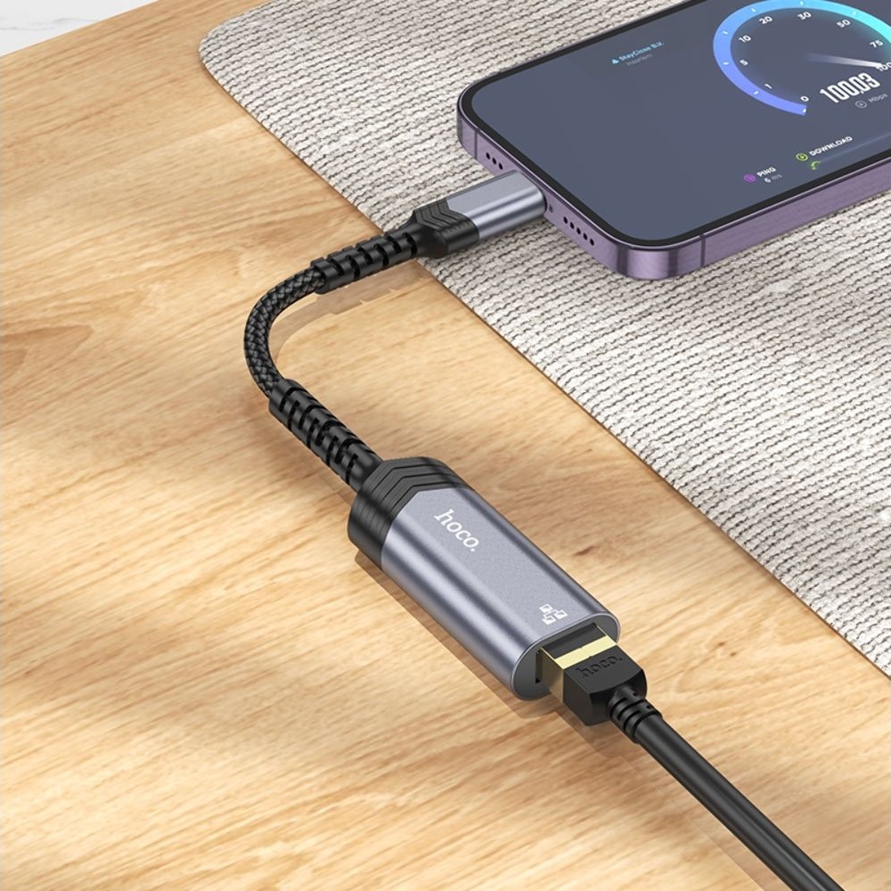   Hoco UA26 100 Mbps Lightning to RJ45 metal, 