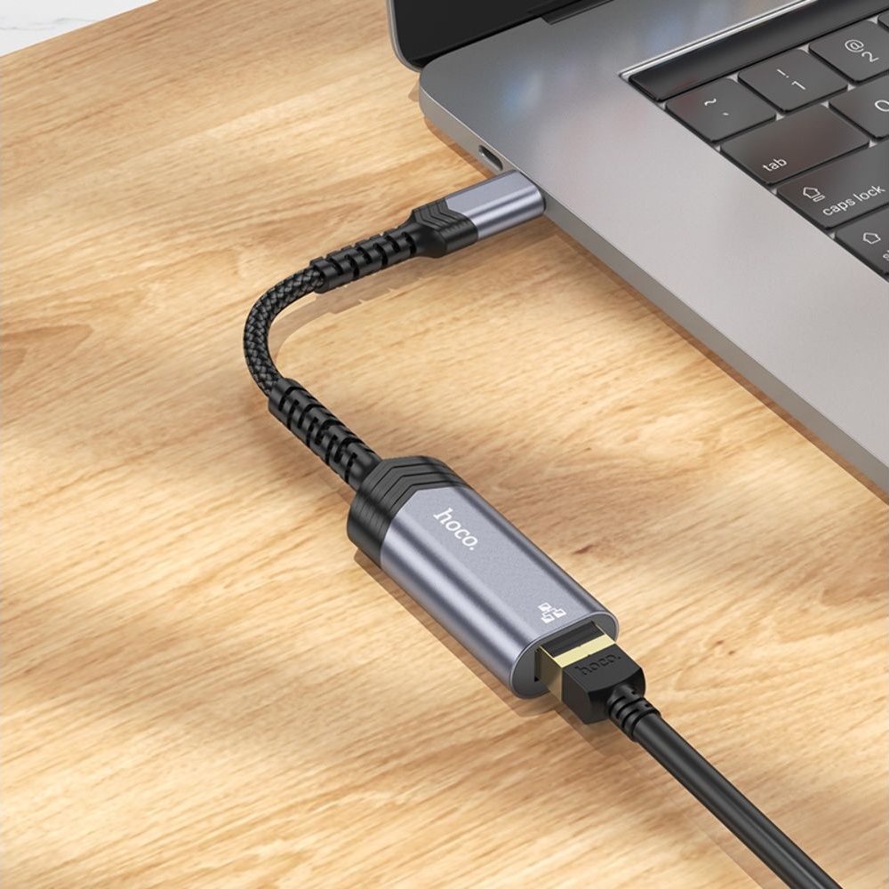   Hoco UA26 100 Mbps Type-C to RJ45 metal, 