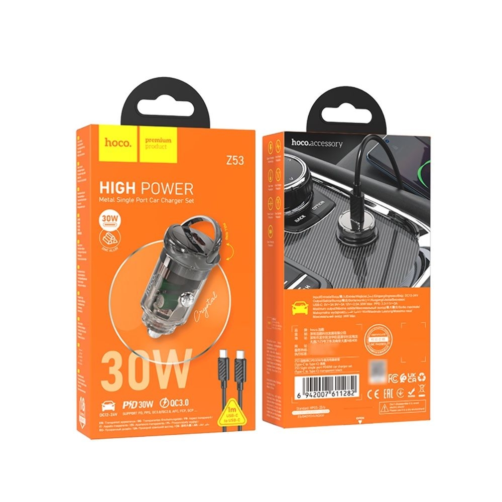    Hoco Z53 Type-C, Power Delivery (30 ), transparent,  +  Type-C  Type-C | ,  