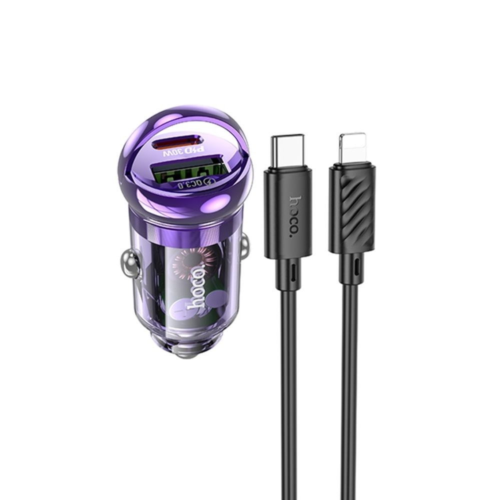    Hoco Z53A USB/ Type-C PD 30W QC transparent purple +  Type-C to Lightning