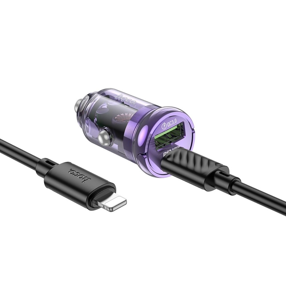    Hoco Z53A USB/ Type-C PD 30W QC transparent purple +  Type-C to Lightning