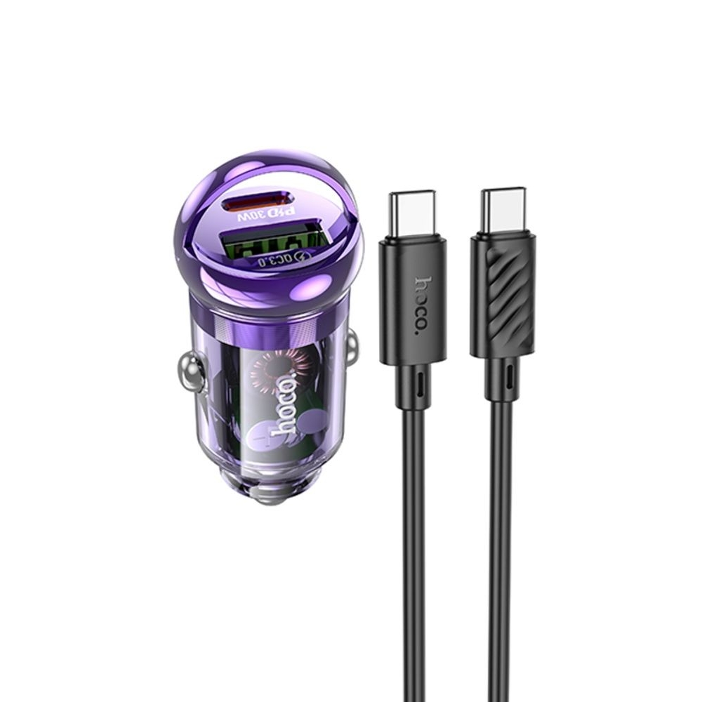    Hoco Z53A USB/ Type-C, Power Delivery (30 ), Quick Charge, transparent purple +  Type-C  Type-C | ,  