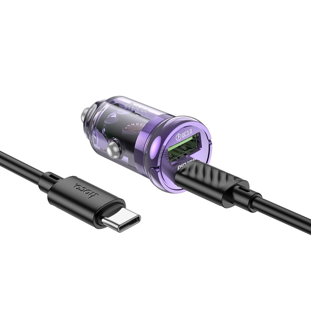    Hoco Z53A USB/ Type-C, Power Delivery (30 ), Quick Charge, transparent purple +  Type-C  Type-C | ,  