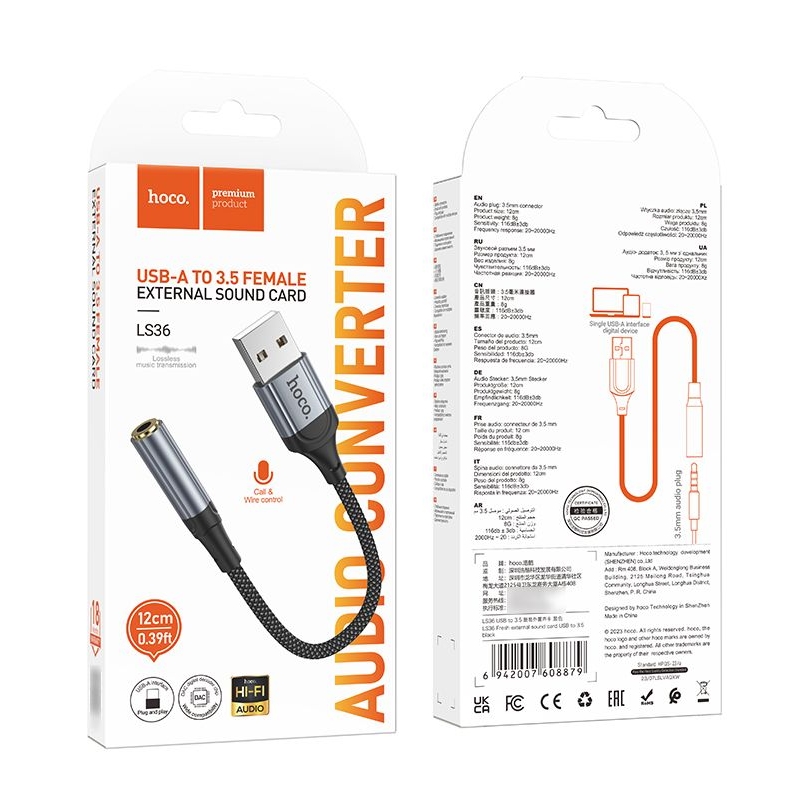   Hoco LS36 USB to Jack 3.5 (F), 