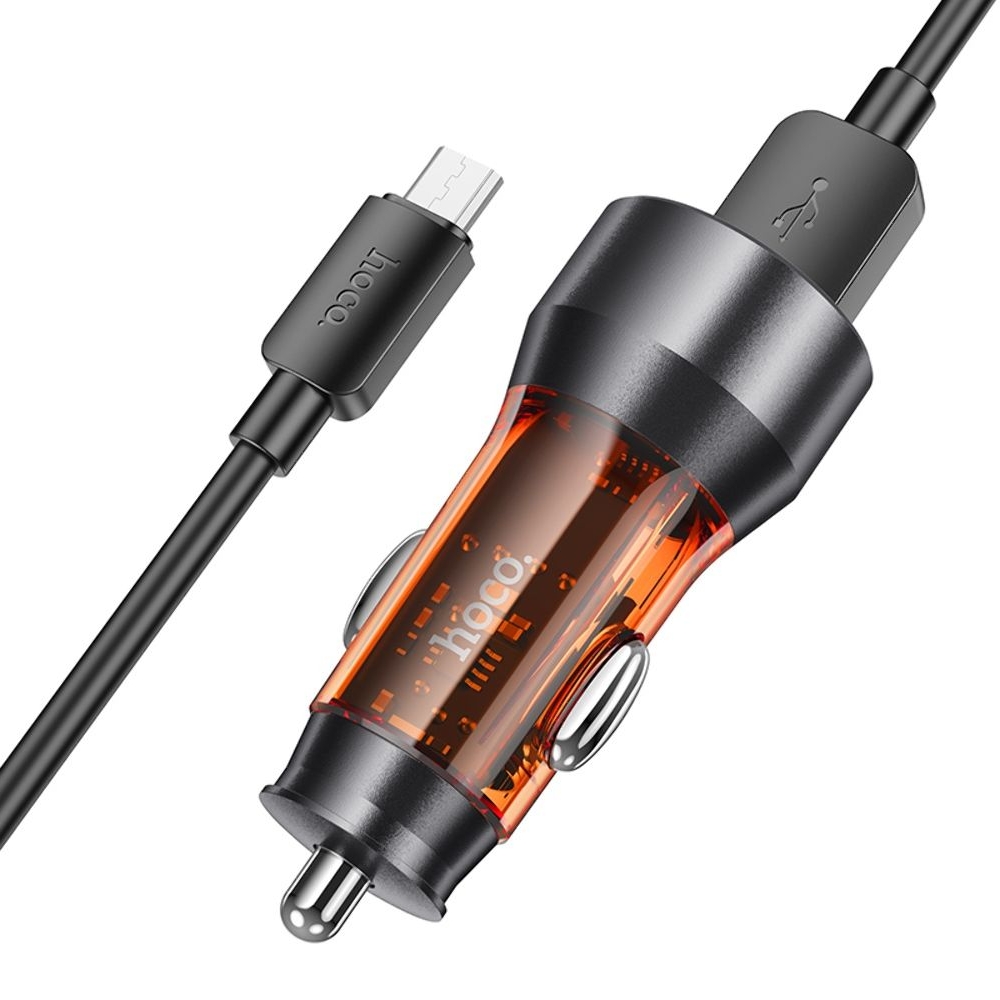    Hoco NZ12 2 USB, Quick Charge, 36W transparent orange +  USB to MicroUSB | ,  