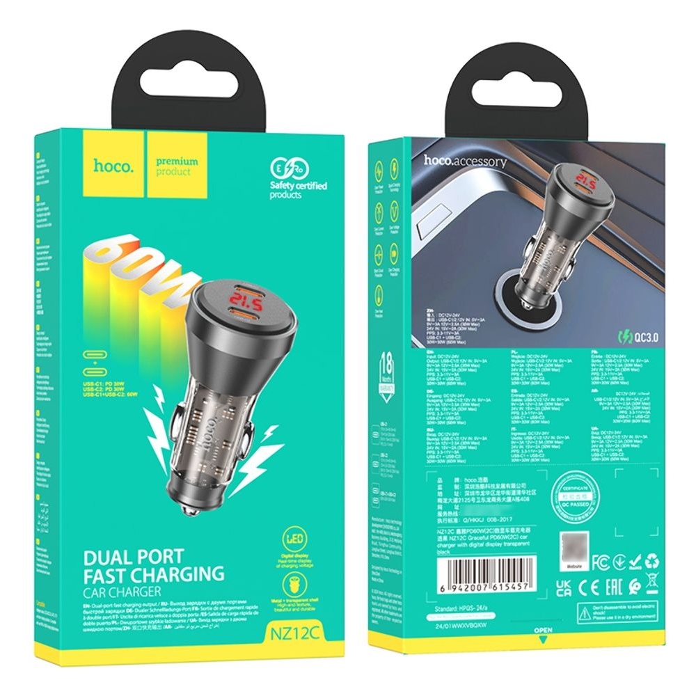    Hoco NZ12C 2 Type-C PD 60W   transparent,  | ,  