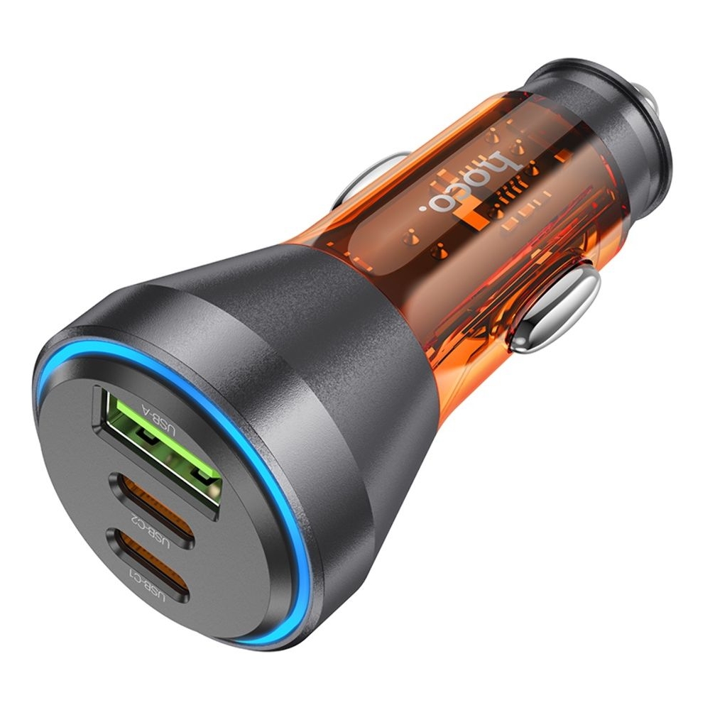    Hoco NZ12D, 1 USB, 2 Type-C, PD 60W transparent orange | ,  