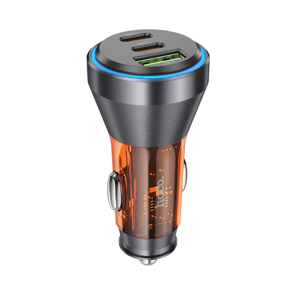    Hoco NZ12D, 1 USB, 2 Type-C, PD 60W transparent orange | ,  