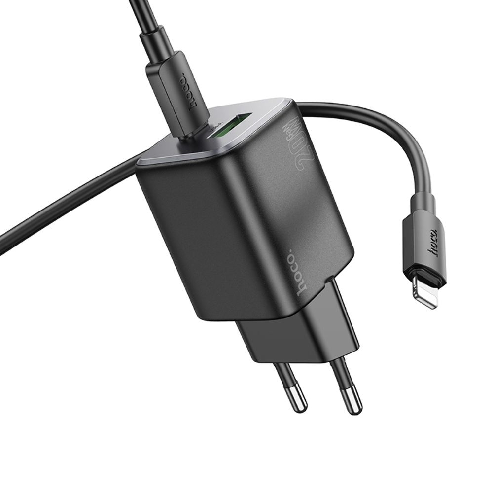    Hoco N41 USB/ Type-C PD QC black +  Type-C to Lightning