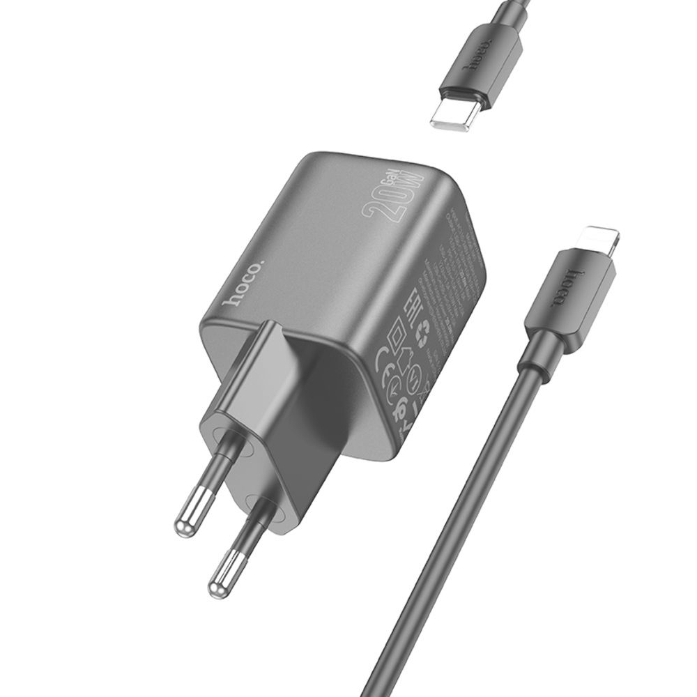    Hoco N41 USB/ Type-C PD QC black +  Type-C to Lightning