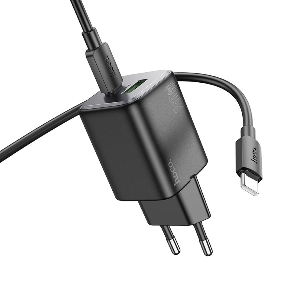    Hoco N41 USB/ Type-C PD QC black +  Type-C to Type-C