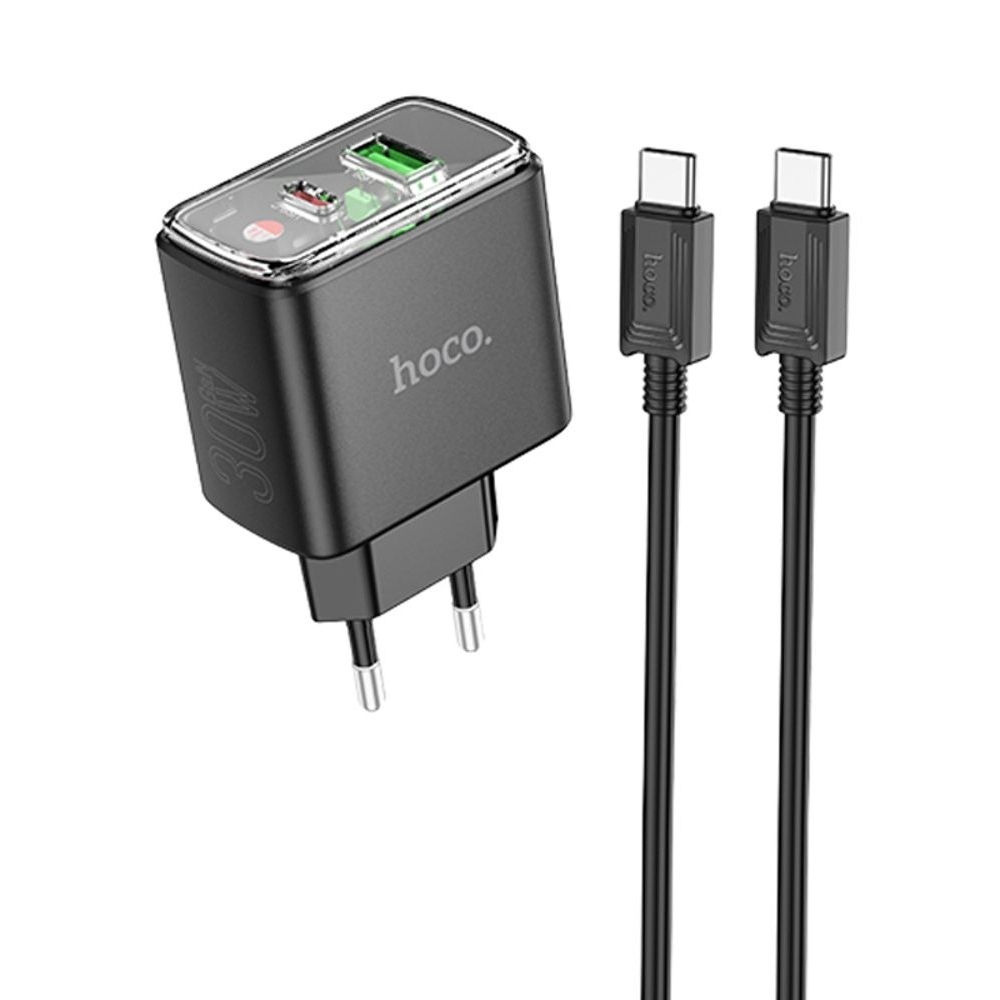    Hoco CS42A USB/ Type-C PD 30W QC black +  Type-C to Type-C