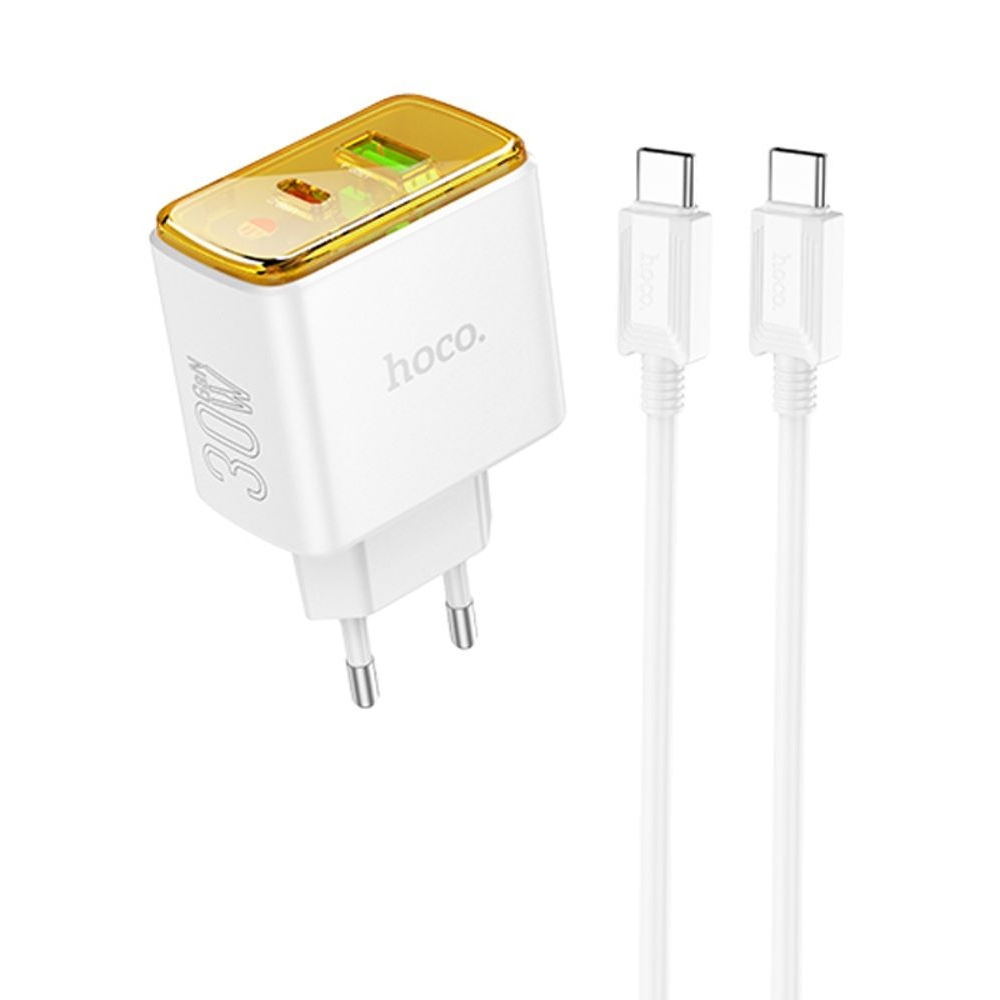    Hoco CS42A USB/ Type-C PD 30W QC white +  Type-C to Type-C