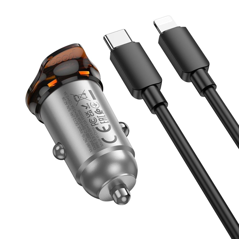    Hoco NZ16 Type-C PD 30W metal grey +  Type-C to Lightning