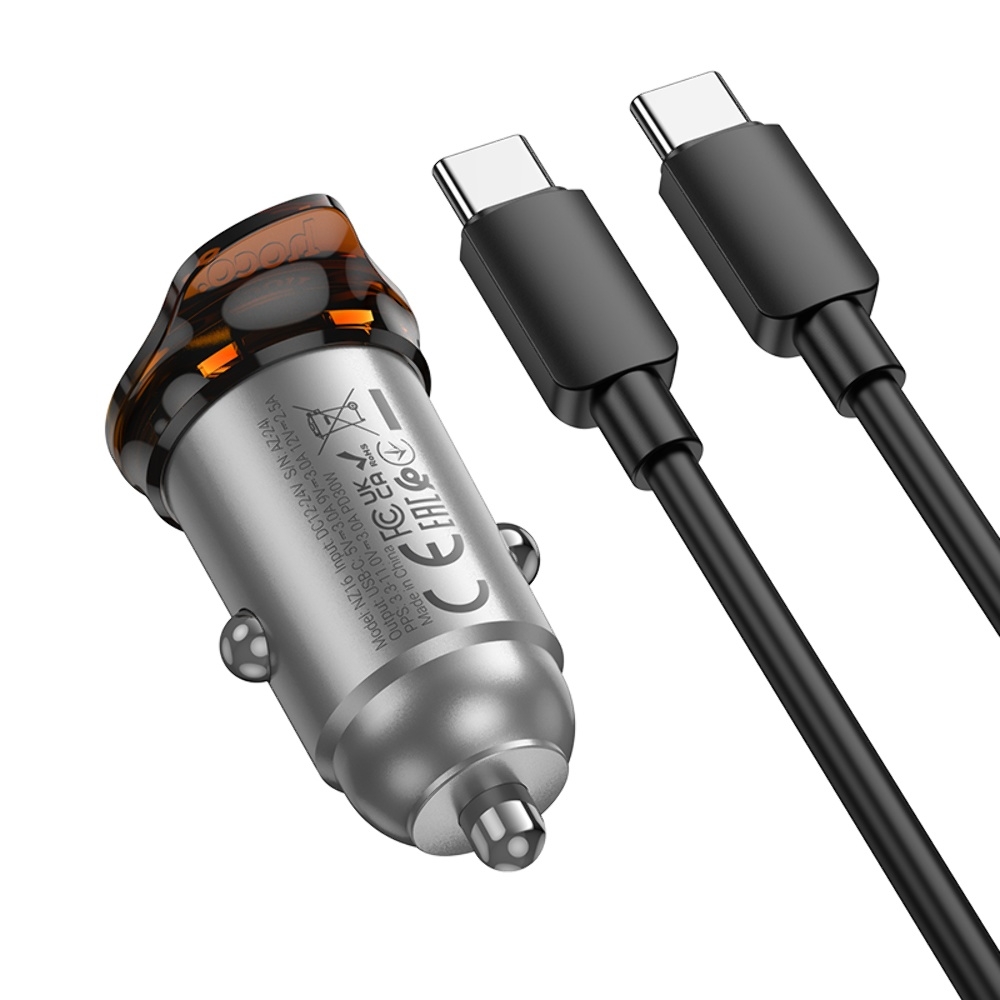    Hoco NZ16 Type-C PD 30W metal grey +  Type-C to Type-C